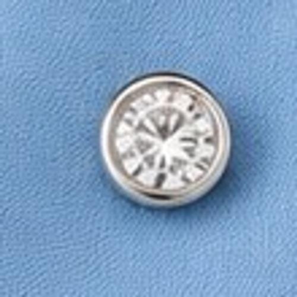 Silver Tone Bezel Set Round Clear Crystal Lapel Pin Brooch Solitaire Accessory - Picture 3 of 8